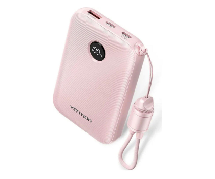 Powerbank Vention Powerbank 10000mAh 2xUSB-C,USB-A z wyświetlaczem różowy